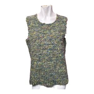 Textured Knit Sleeveless Sweater Vest M Made in Italy